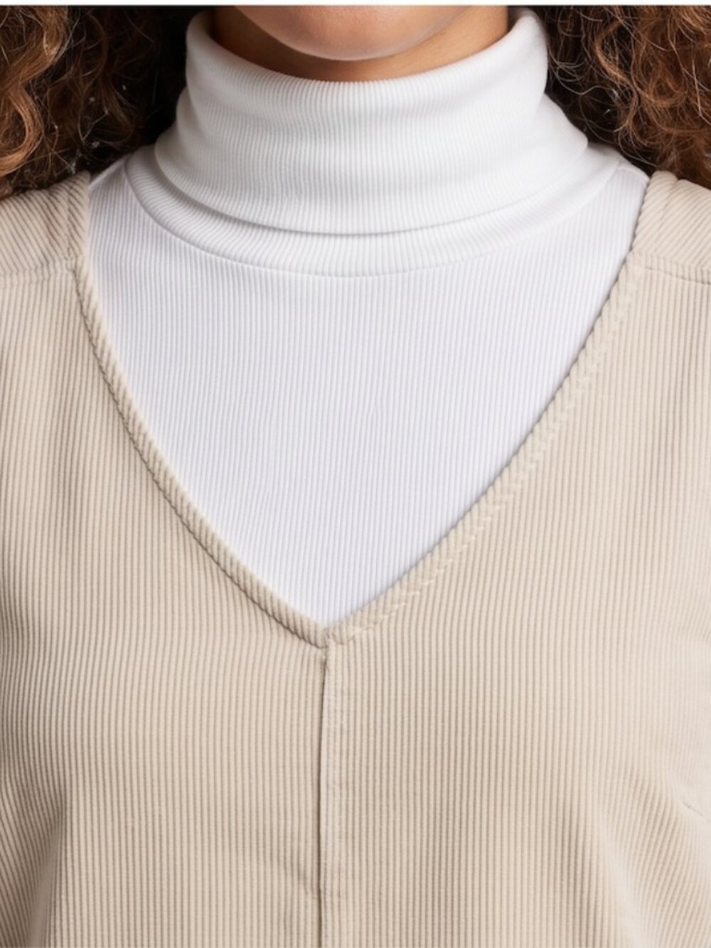 Corduroy Solid Overall Dress Without Sweater - Picture 2 of 10